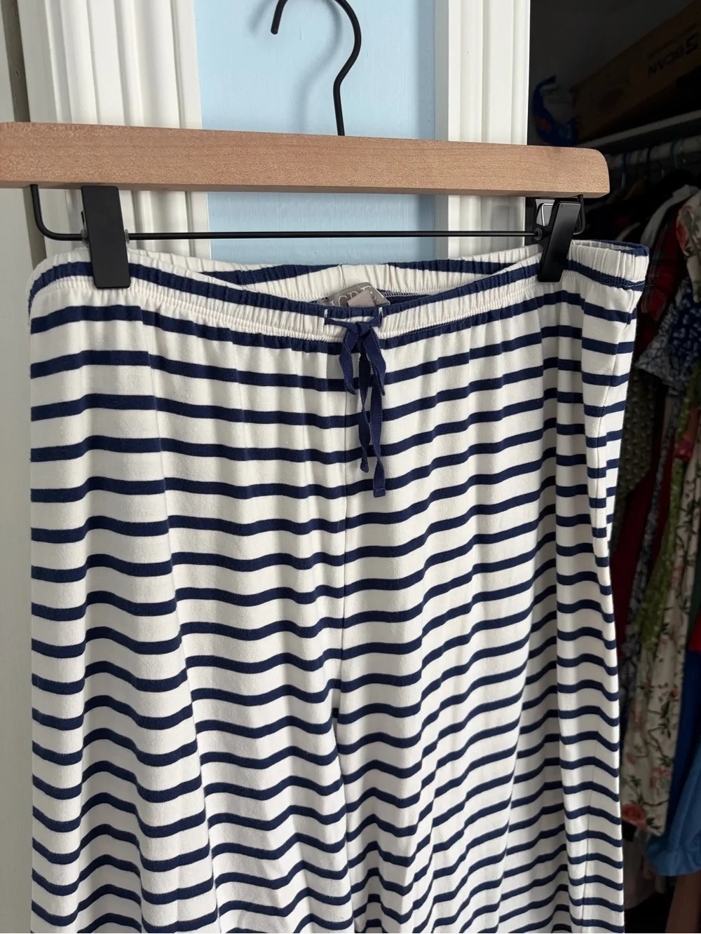 J Crew Blue White Striped Matching Pajama Set M